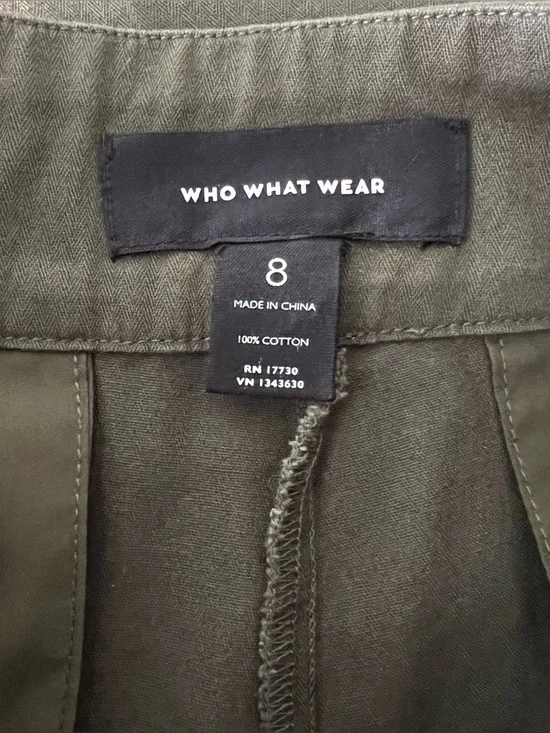 Who What Wear Olive Green Wide Leg Pants High Rise Cotton Trousers 27" Inseam - Picture 11 of 11